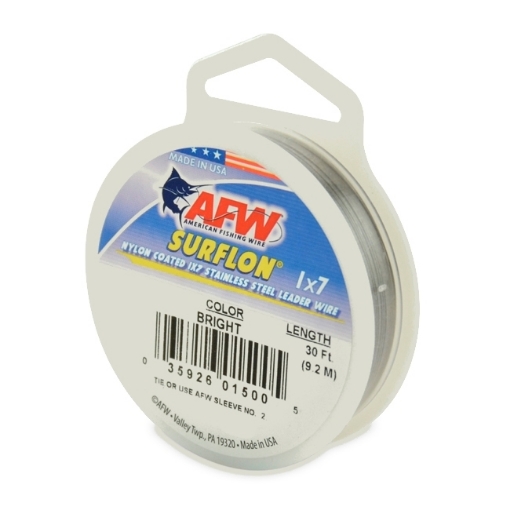 Immagine di AFW Surflon Nylon Coated 1x7 Stainless Leader Silver 9,2 mt