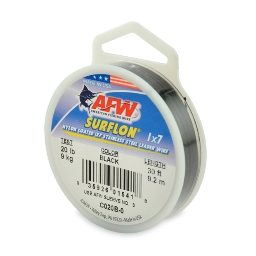 Immagine di AFW Surflon Nylon Coated 1x7 Stainless Leader Black 9,2 mt